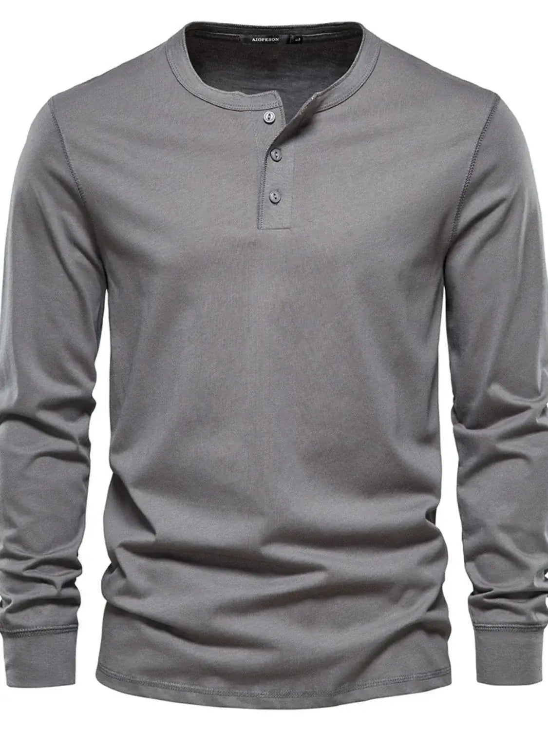 Men's Full Size Quarter Button Round Neck Long Sleeve T-Shirt Plus Size - Trendsi - Flyclothing LLC