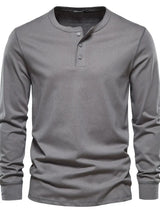 Men's Full Size Quarter Button Round Neck Long Sleeve T-Shirt Plus Size - Trendsi - Flyclothing LLC