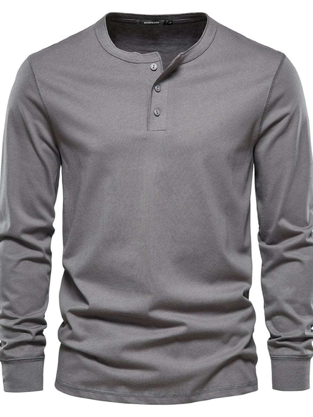 Men's Full Size Quarter Button Round Neck Long Sleeve T-Shirt Plus Size - Trendsi - Flyclothing LLC