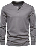 Men's Full Size Quarter Button Round Neck Long Sleeve T-Shirt Plus Size - Trendsi - Flyclothing LLC