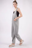 VERY J  Plunge Sleeveless Jumpsuit with Pockets - Trendsi