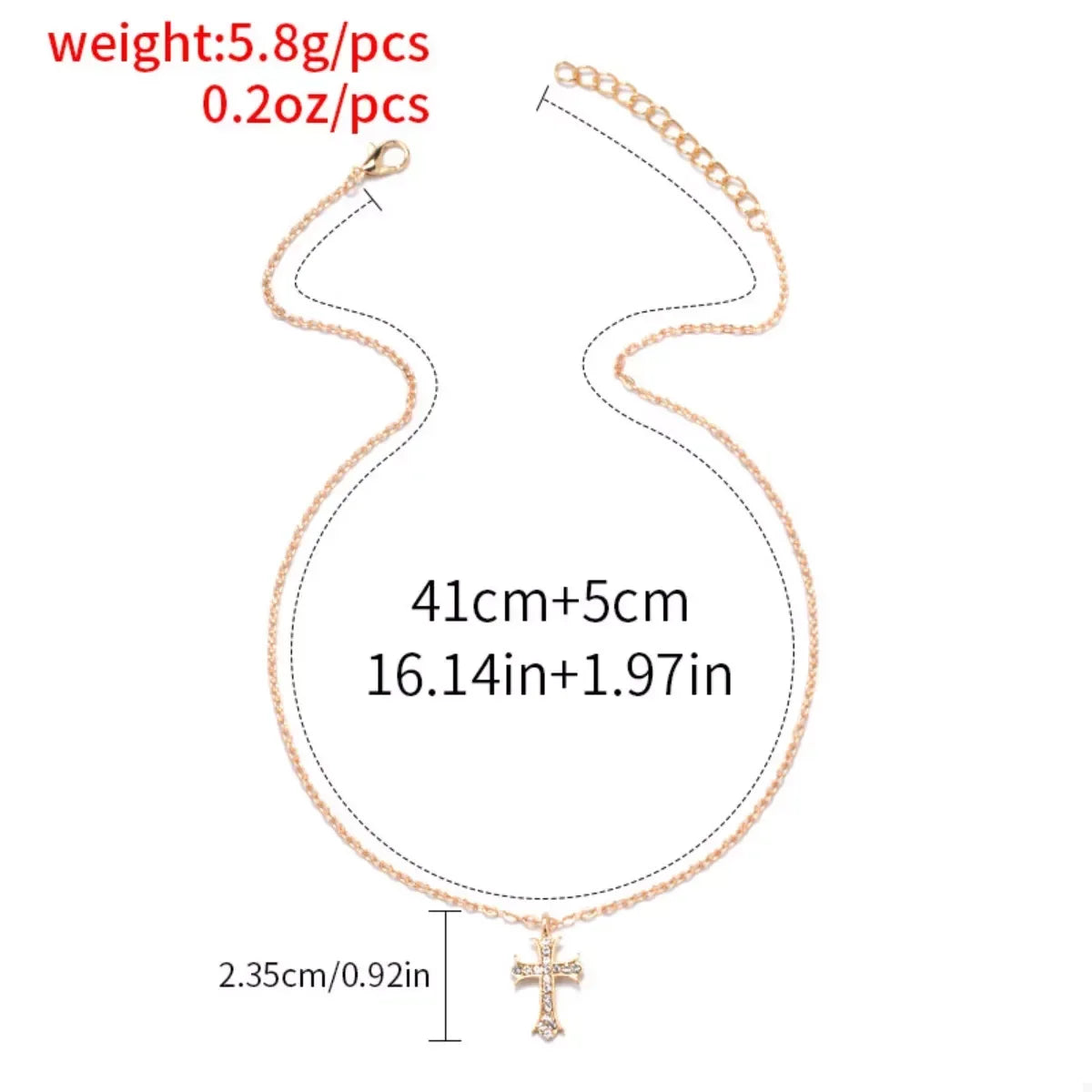 18K Gold-Plated Rhinestone Cross Necklace - Trendsi - Flyclothing LLC