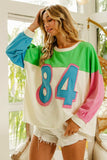 BiBi Color Block Patched Long Sleeve Top - Trendsi - Flyclothing LLC