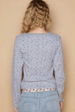 POL Floral V-Neck Long Sleeve T-Shirt - Trendsi