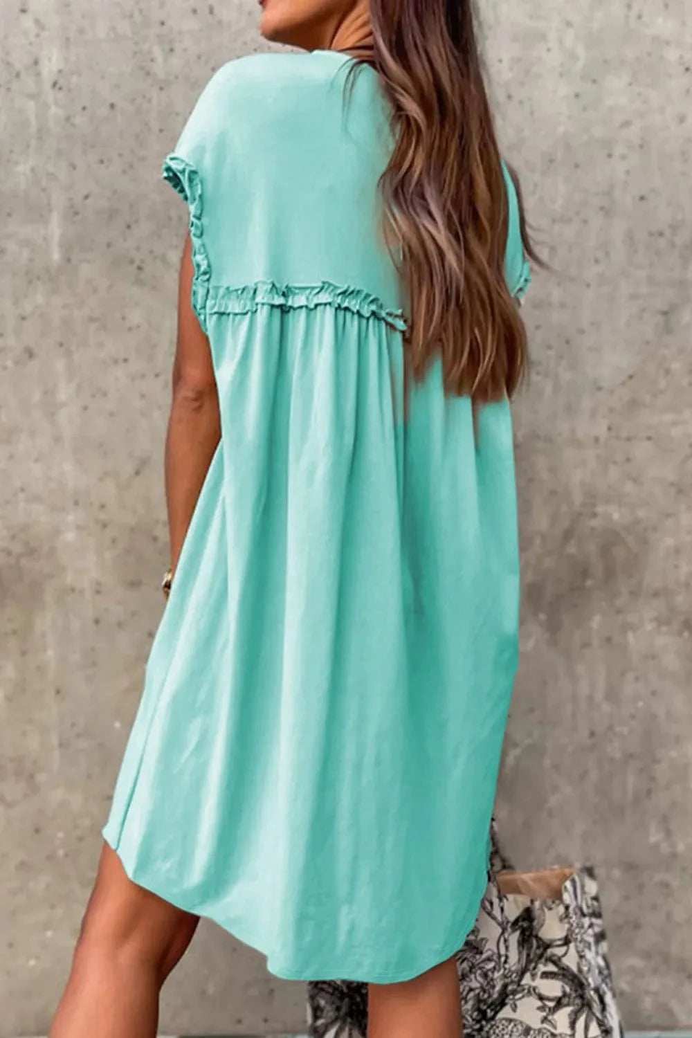 Frill Short Sleeve Mini Dress - Trendsi - Flyclothing LLC