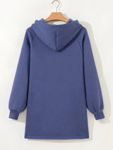 Fleece Lined Adjustable Drawstring Oversize Tunic Hoodie - Trendsi - Flyclothing LLC