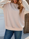 Striped Patchwork Long Sleeve Sweatshirt - Trendsi