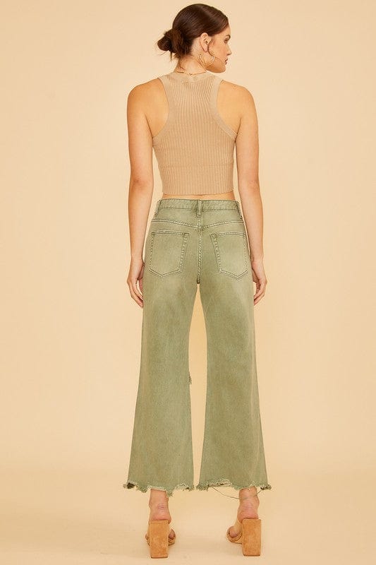 Annie Wear Distressed Raw Hem Jeans - Trendsi