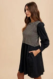 Annie Wear Tie Back Plaid Round Neck Mini Dress - Trendsi