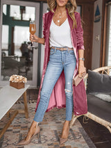 Open Front Long Sleeve Coat - Trendsi - Flyclothing LLC