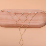 Elegant Gold Chain Hand Bracelet with Rhinestone Accents - Trendsi - Flyclothing LLC