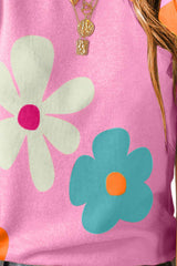 Flower Round Neck Short Sleeve Blouse - Trendsi - Flyclothing LLC