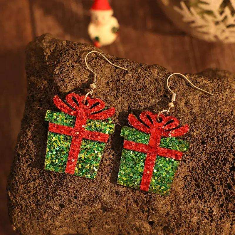 Sequin Gift Box PU Leather Earrings - Trendsi - Flyclothing LLC
