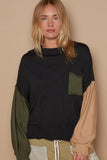 POL Color Block Roll Hem Hacci Sweater - Trendsi