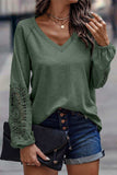 V-Neck Spliced Lace Top - Trendsi - Flyclothing LLC