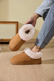 Faux Fur Round Toe Platform Slippers - Trendsi - Flyclothing LLC