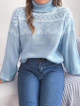 Turtleneck Dropped Shoulder Sweater - Trendsi - Flyclothing LLC