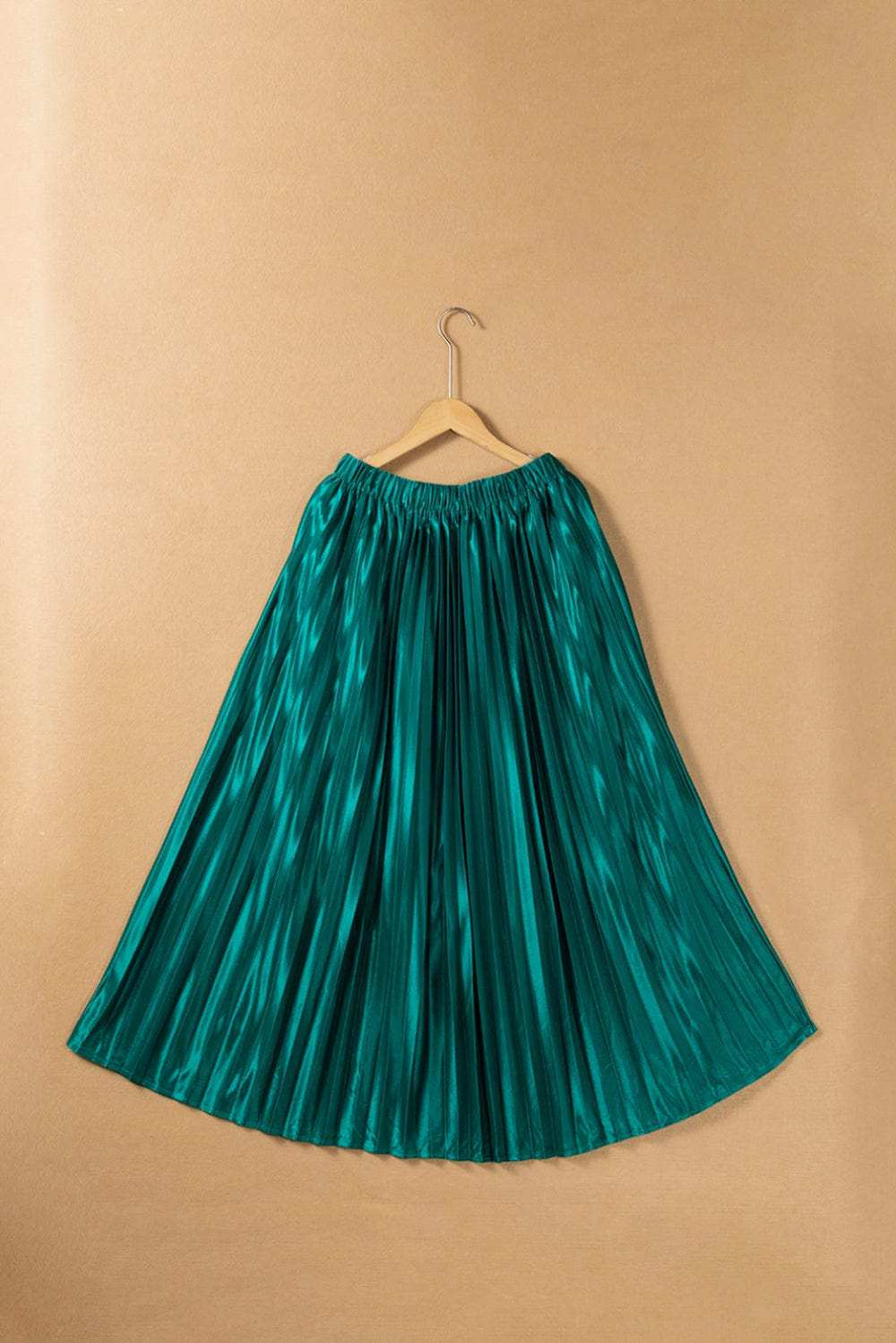 Elastic Waist Pleated Midi Skirt - Trendsi - Flyclothing LLC