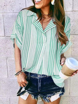 Full Size Collared Neck Half Sleeve Shirt Plus Size - Trendsi - Flyclothing LLC