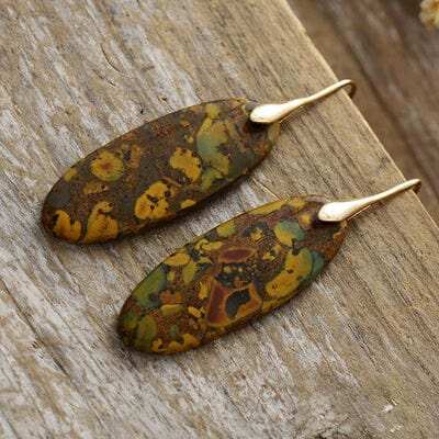 Natural Stone Copper Dangle Earrings - Trendsi - Flyclothing LLC
