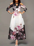 Plus Size Cutout Printed Cold Shoulder Dress - Trendsi