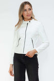 Snobbish Faux Leather Zip Up Drawstring Hooded Jacket - Trendsi - Flyclothing LLC