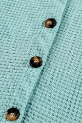 Waffle-Knit Collared Neck Long Sleeve Shirt - Trendsi - Flyclothing LLC