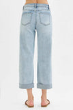 RISEN Full Size Mid Rise Fit Boyfriend Jeans with Cuff Plus Size - Trendsi - Flyclothing LLC