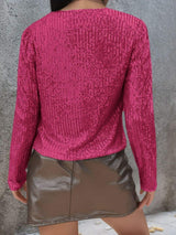 Full Size Sequin Open Front Cropped Jacket - Trendsi - Flyclothing LLC