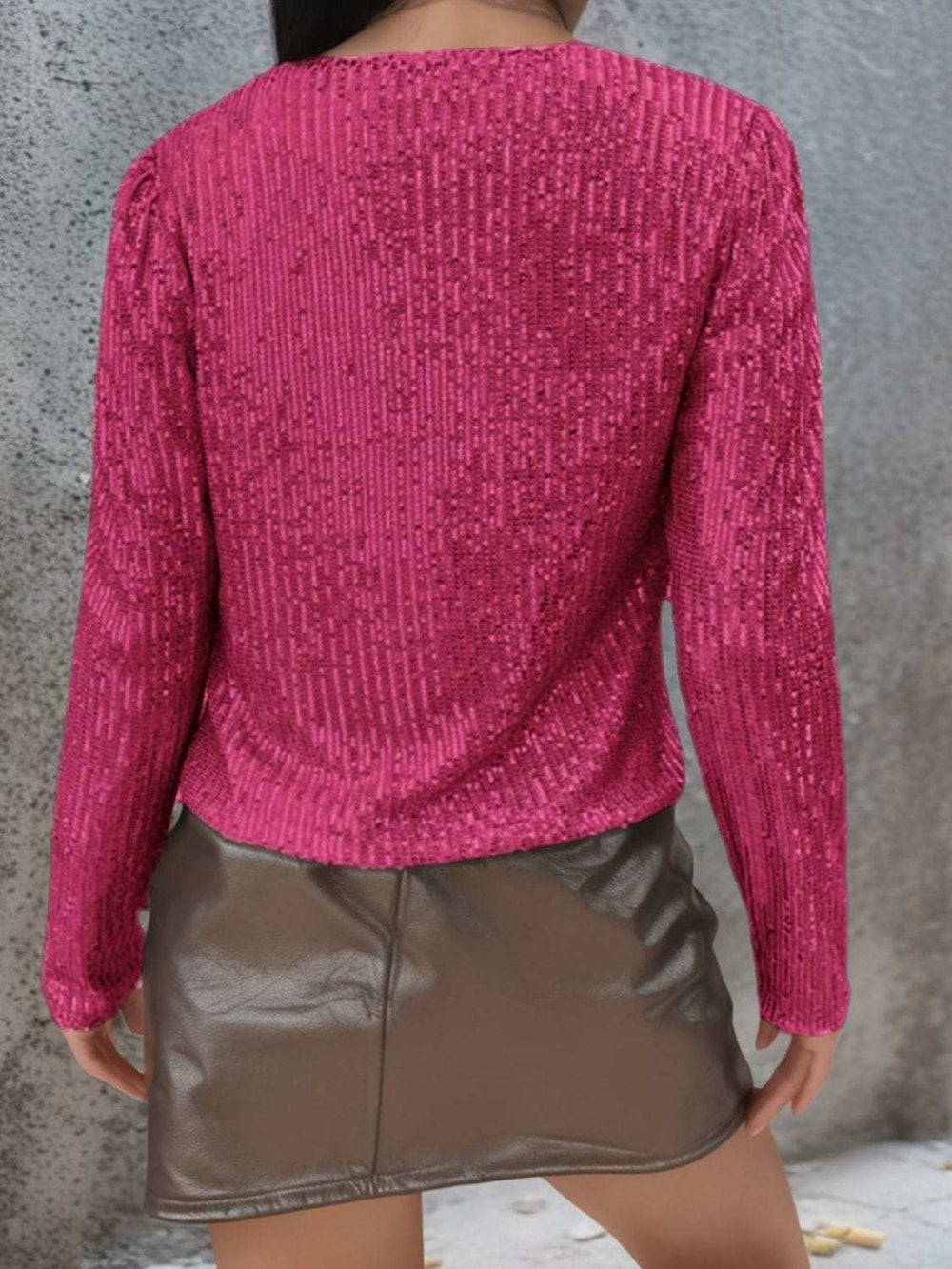 Full Size Sequin Open Front Cropped Jacket - Trendsi - Flyclothing LLC