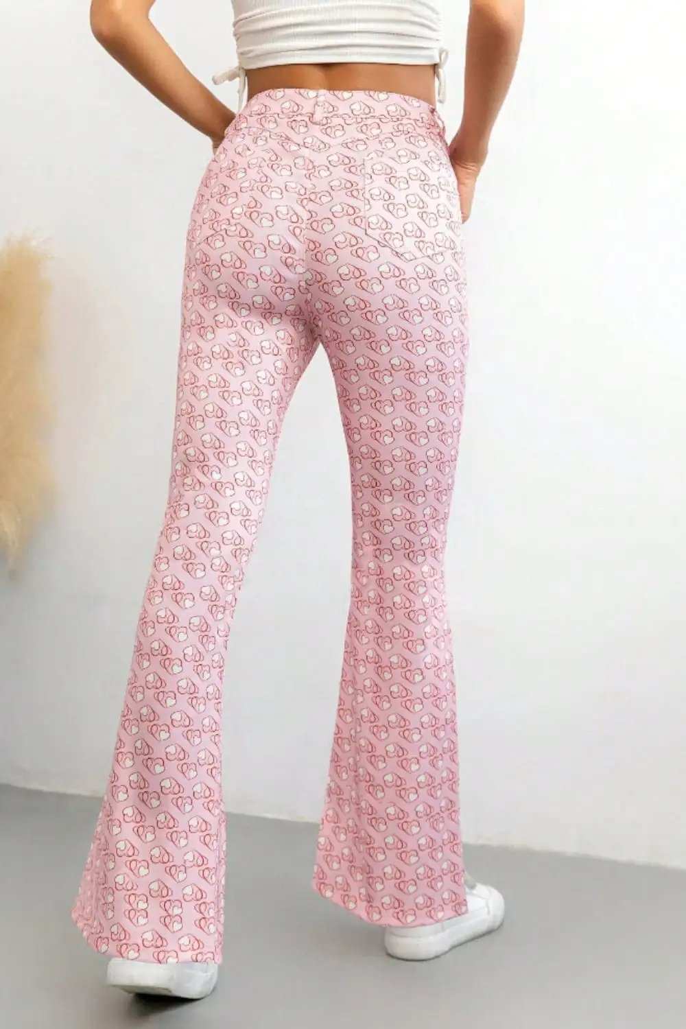Printed High Waist Flare Pants with Pockets - Trendsi - Flyclothing LLC