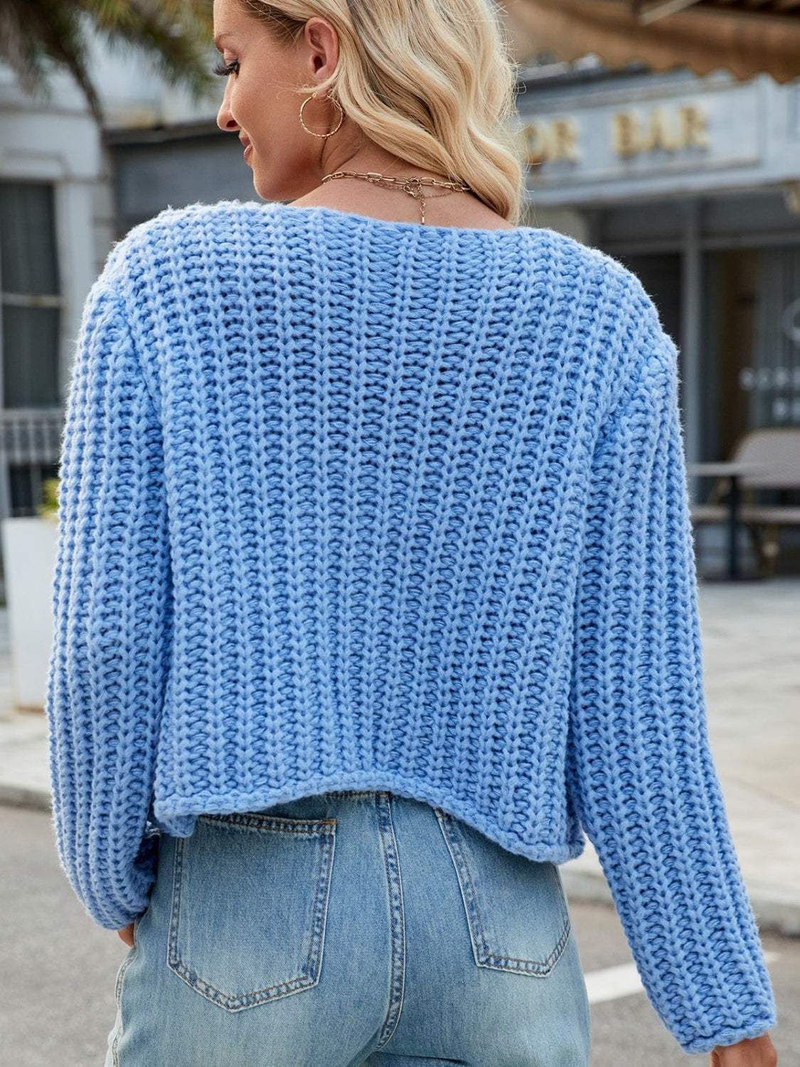 Round Neck Button Up Cardigan with Pockets - Trendsi - Flyclothing LLC