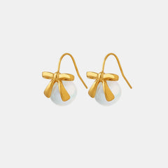 Titanium Steel Bow Drop Earrings - Flyclothing LLC