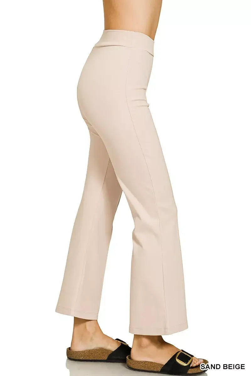 Zenana Heavy Ponte Elastic Waistband Pintuck Pants - Trendsi - Flyclothing LLC