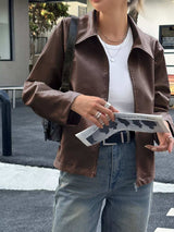 Zip Up Leather Jacket - Trendsi - Flyclothing LLC