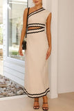 Cutout Contrast Trim Single Shoulder Dress - Trendsi