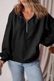 Pocketed Half Zip Dropped Shoulder Hoodie - Trendsi - Flyclothing LLC