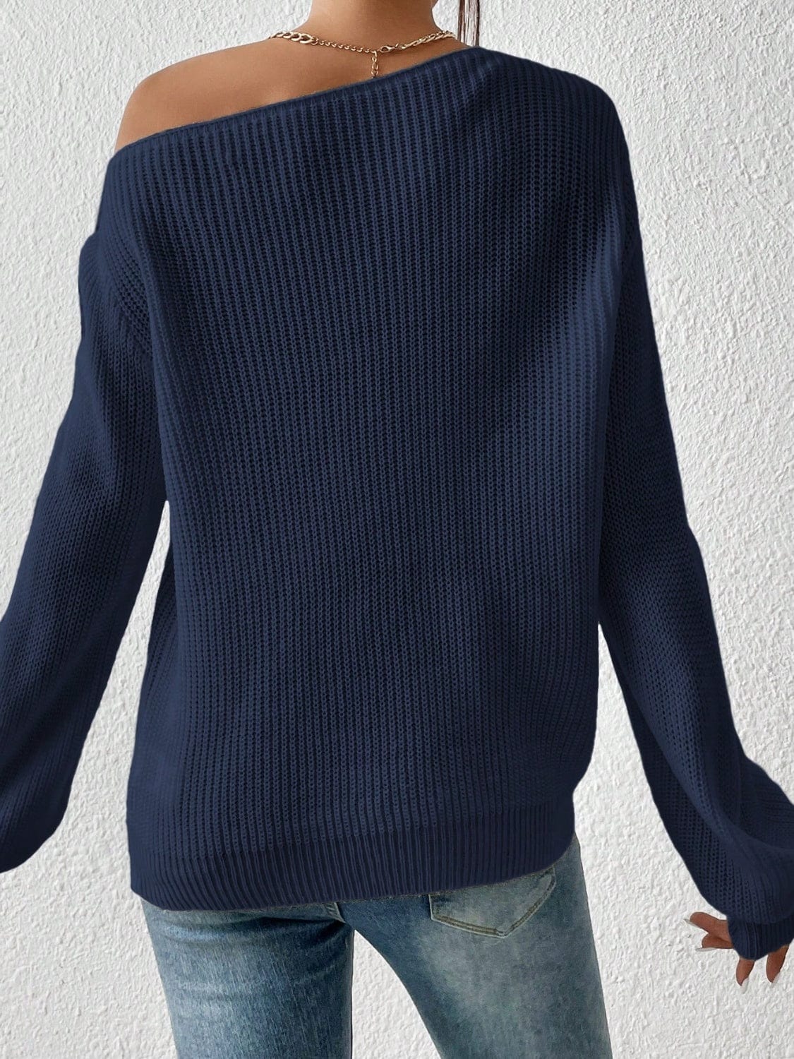 Honey Single Shoulder Long Sleeve Sweater - Trendsi