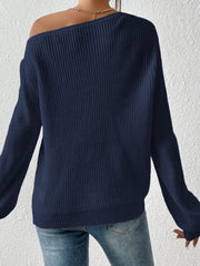 Honey Single Shoulder Long Sleeve Sweater - Trendsi