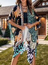 Printed Open Front Cover-Up - Trendsi - Flyclothing LLC