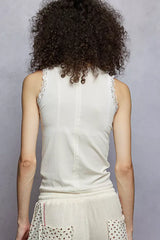 POL Round Neck Cropped Tank with Lace Trim - Trendsi - Flyclothing LLC