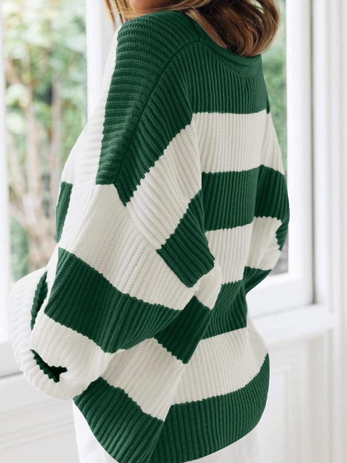 Round Neck Long Sleeve Sweater - Trendsi - Flyclothing LLC
