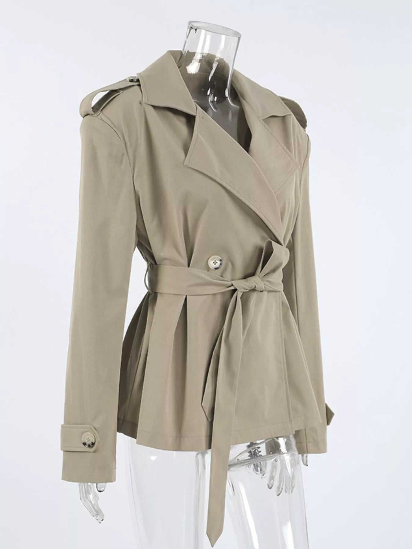 Chic Double-Breasted Belted Trench Coat - Trendsi - Flyclothing LLC