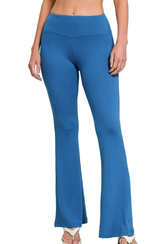 Zenana Buttery Soft Flare Leg High Waist Yoga Pants - Trendsi - Flyclothing LLC