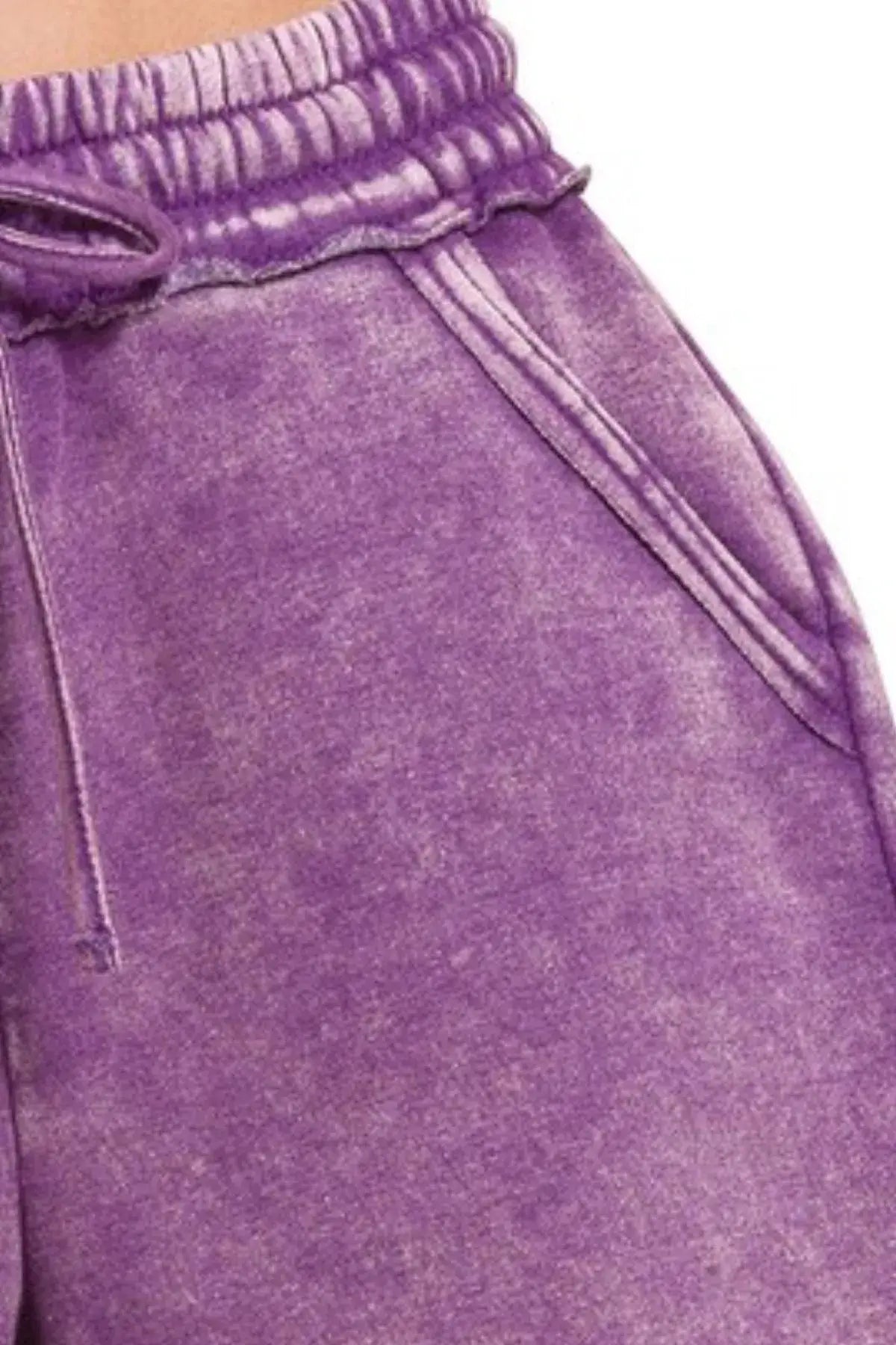 Zenana Acid Wash Fleece Drawstring Shorts With Pockets - Trendsi - Flyclothing LLC