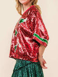 Sequin Round Neck Half Sleeve Top - Trendsi - Flyclothing LLC