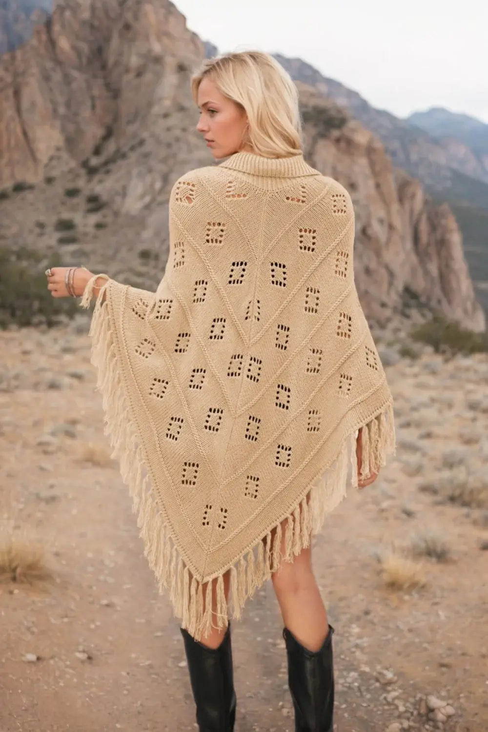 Tassel Hem Knit Cover Up - Trendsi - Flyclothing LLC