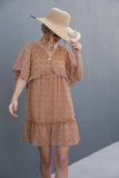 Swiss Dot V-Neck Flutter Sleeve Mini Dress - Trendsi