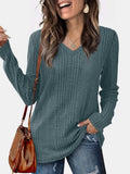V-Neck Long Sleeve T-Shirt - Trendsi - Flyclothing LLC