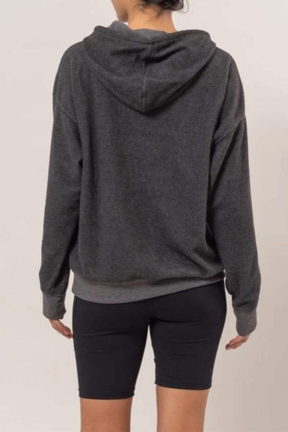 HYFVE Brushed Long Sleeve Hoodie with Kangaroo Pocket - Trendsi - Flyclothing LLC